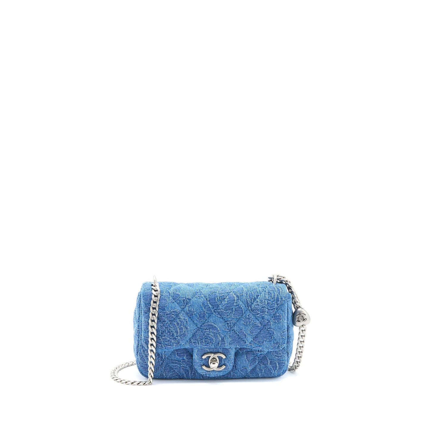 Chanel Coco Love Flap Bag Camellia Denim Blue  (Microchip)