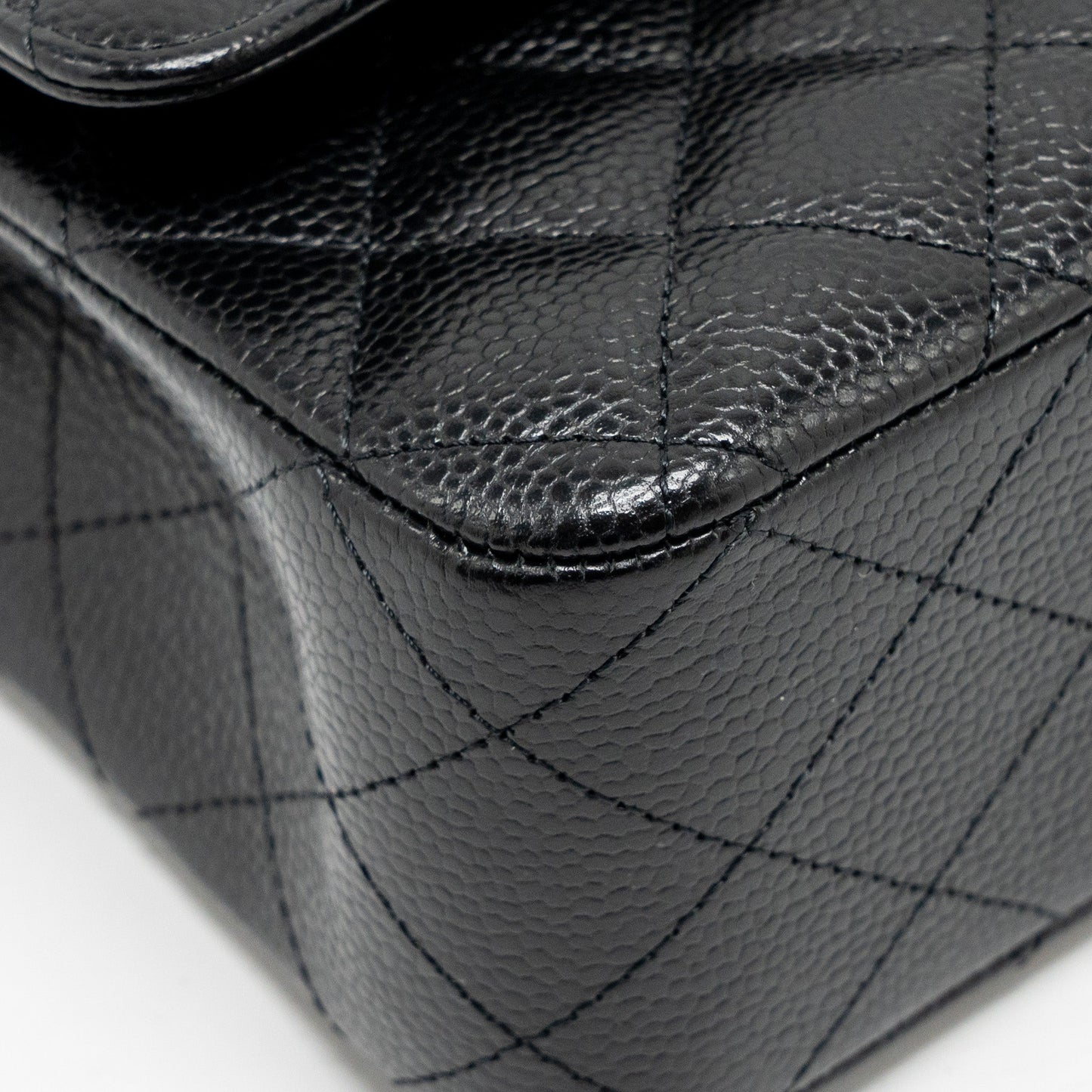 CHANEL Medium Classic Double Flap Bag Caviar Black  (Microchip)