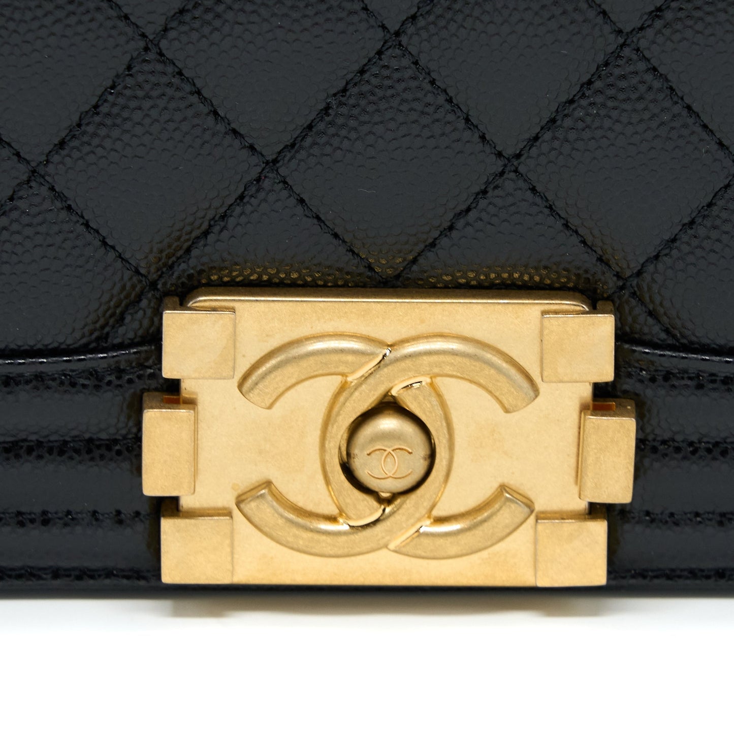 Chanel Small Boy Caviar Black Brushed  (Microchip)