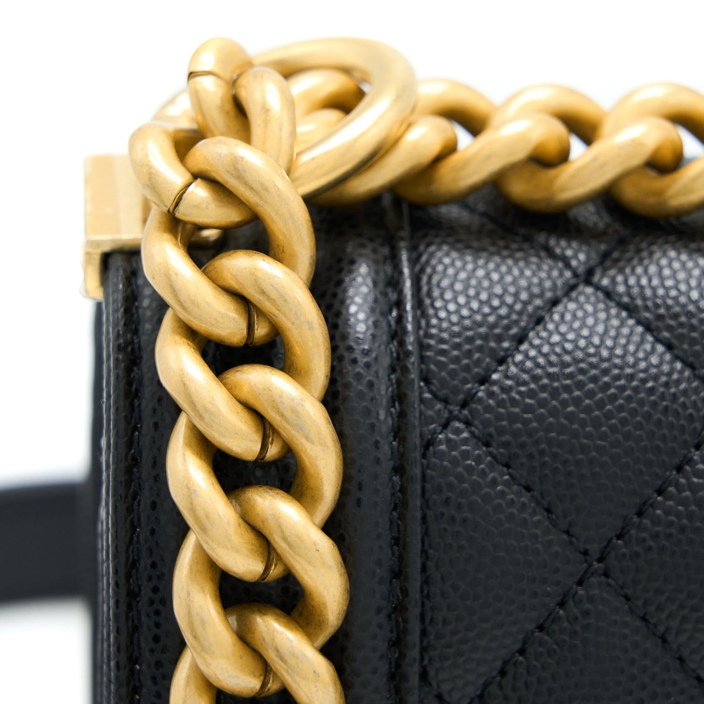 Chanel Small Boy Caviar Black Brushed  (Microchip)