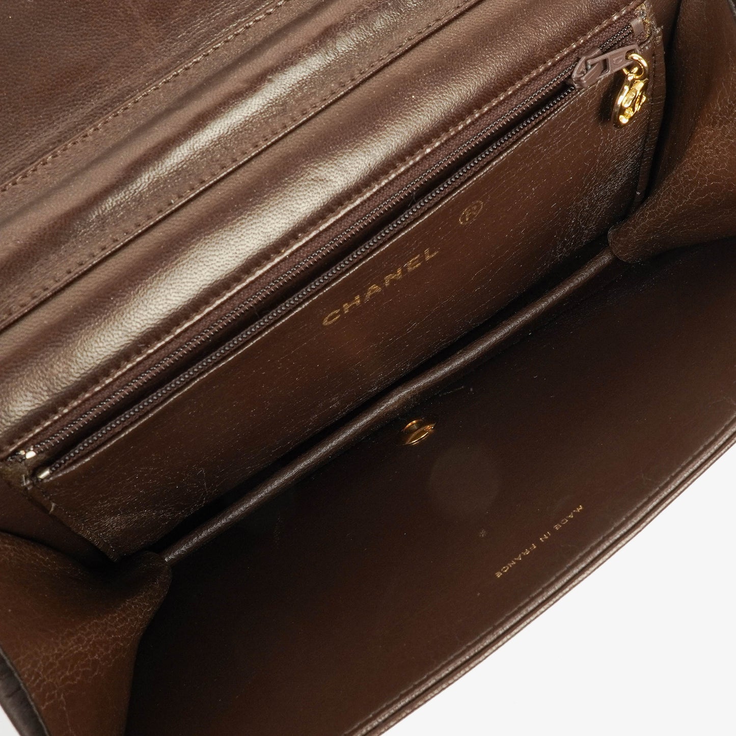 Chanel Classic Full Flap Bag Brown Quilted Lambskin 24K Gold-Plated Hardware