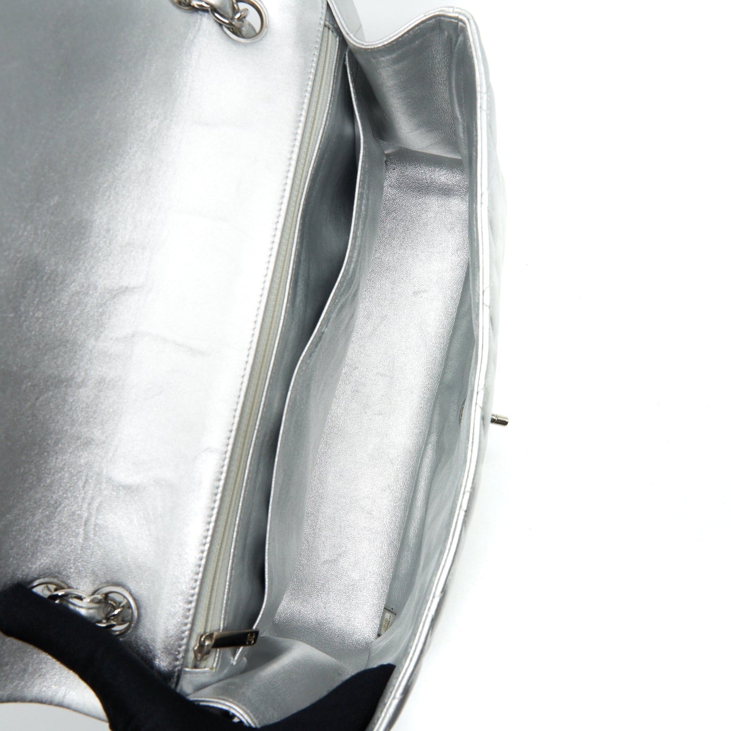 Chanel Maxi Classic Double Flap Bag Lambskin Sliver