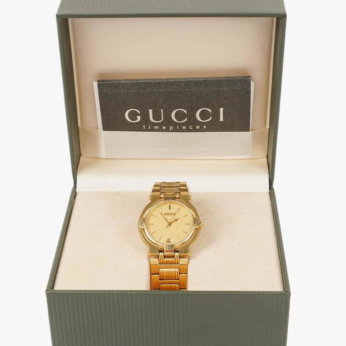 Gucci 9200M Round Gold-Tone Stainless Steel