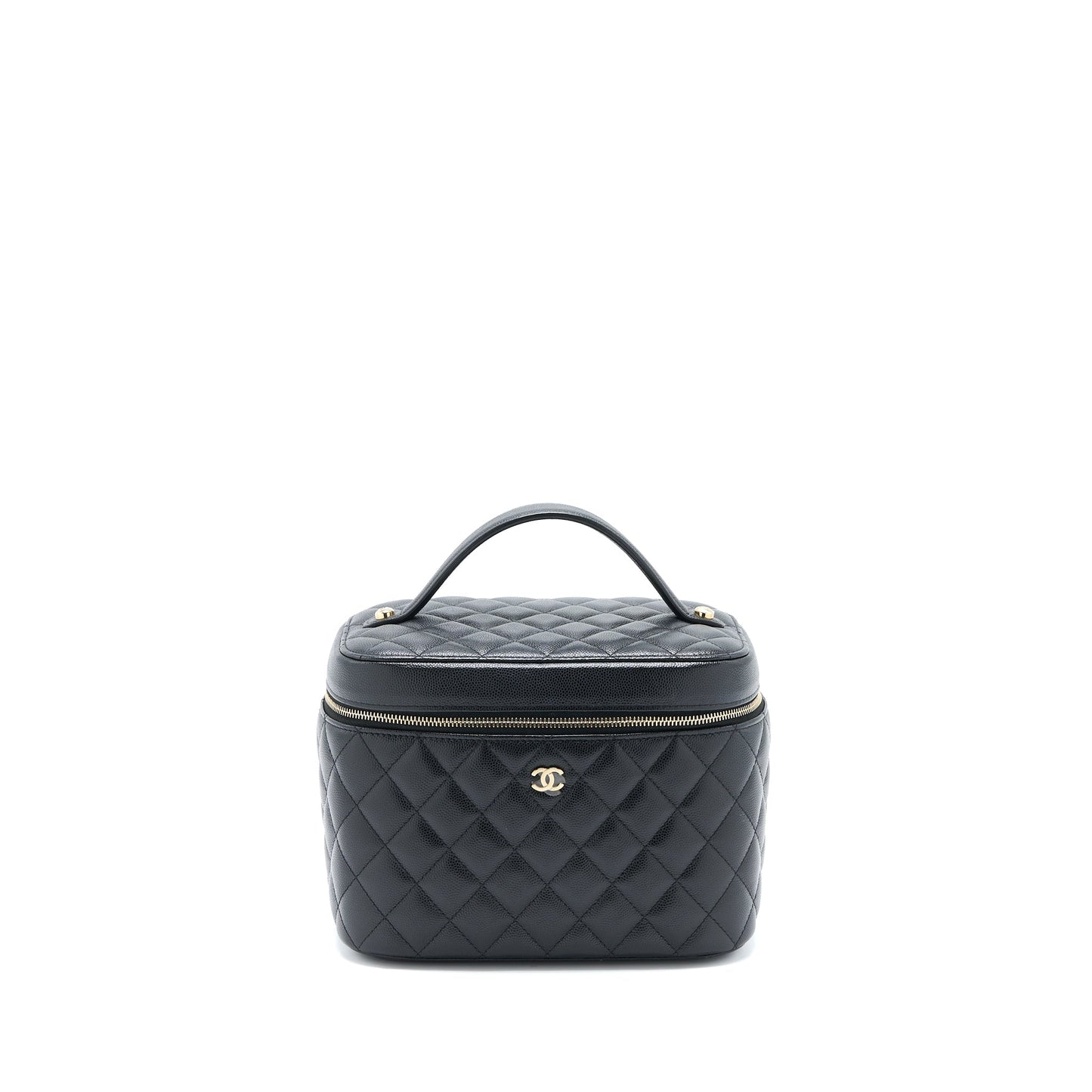 Chanel Top Handle Vanity Case Caviar Black L