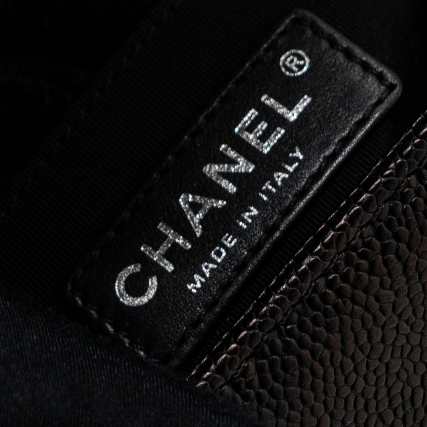 Chanel small boy bag caviar black ruthenium hardware