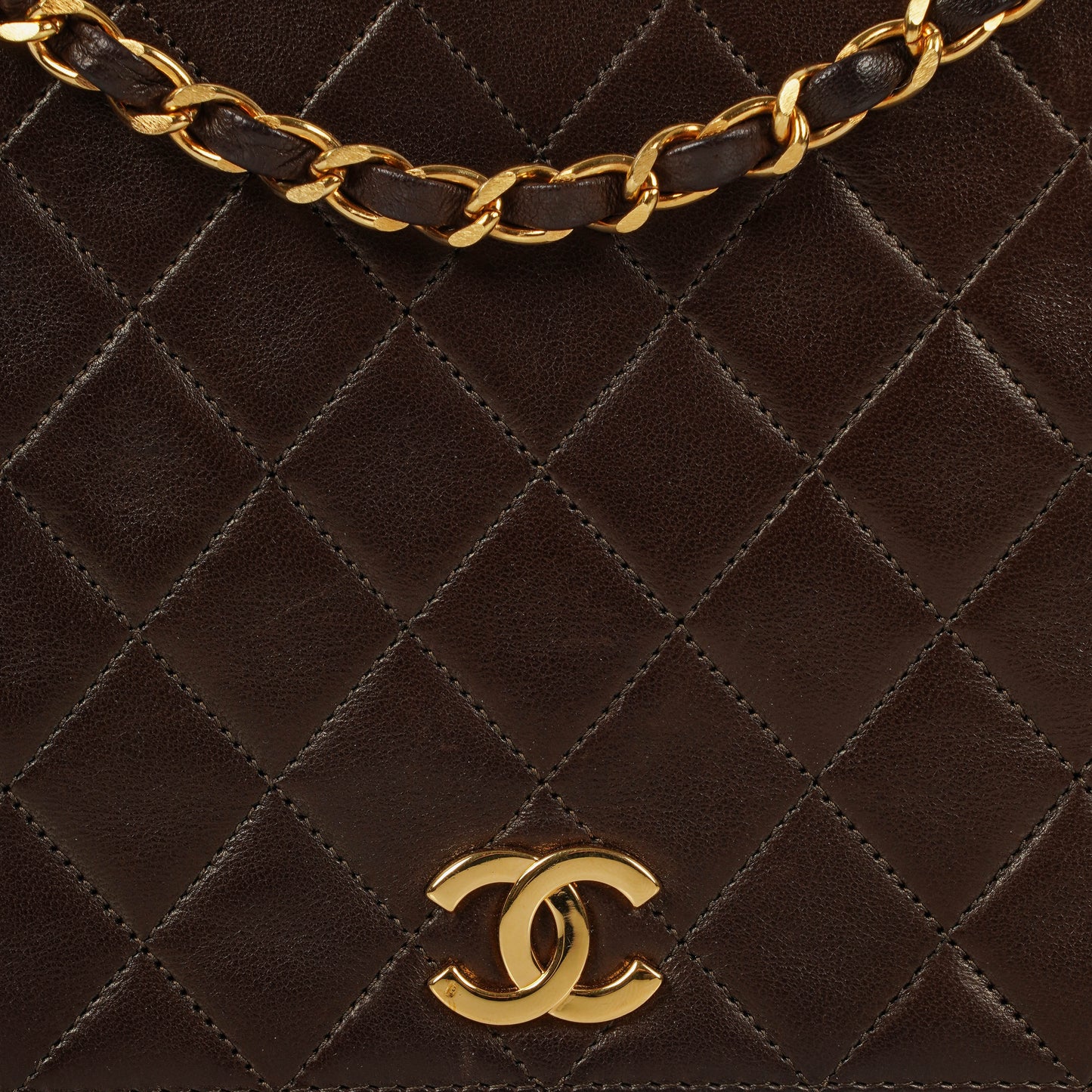 Chanel Classic Full Flap Bag Brown Quilted Lambskin 24K Gold-Plated Hardware