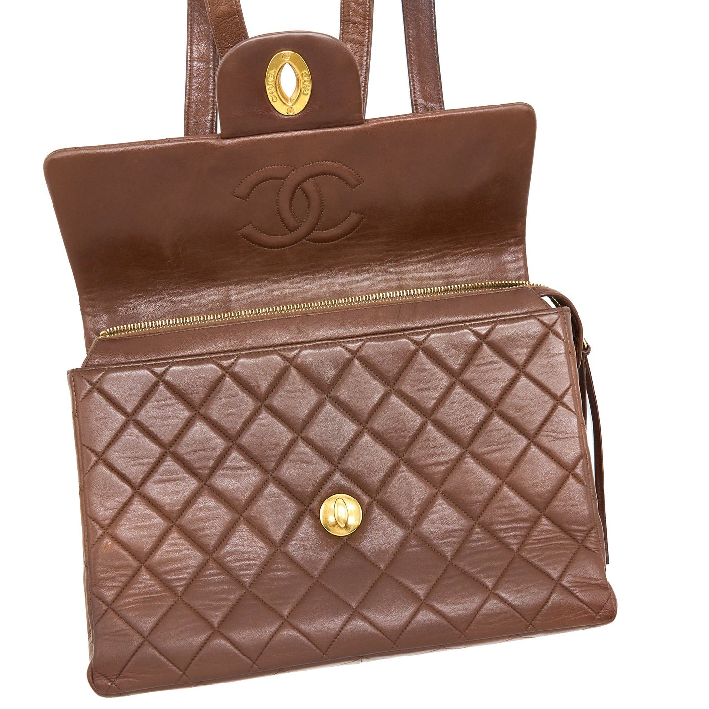 Chanel  Classic Timeless Backpack Lambskin Brown