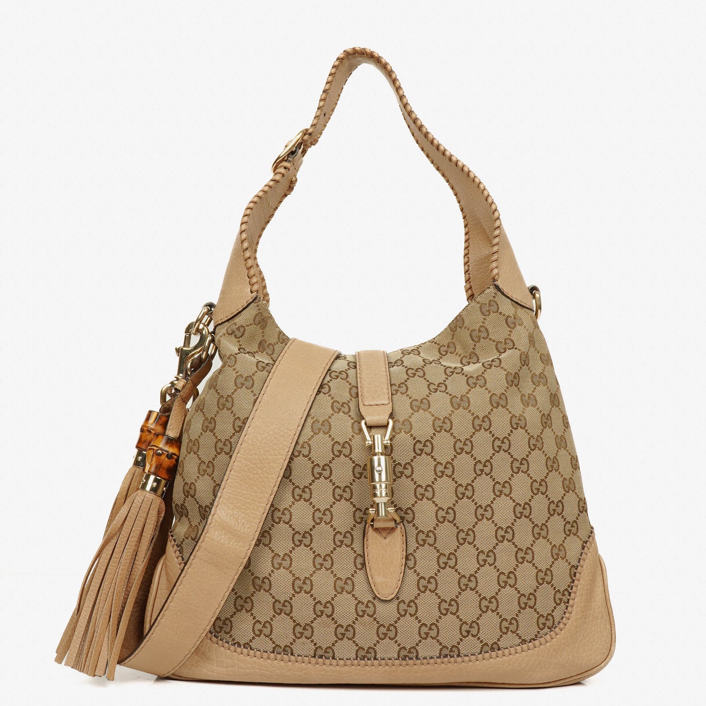 Gucci Beige GG Canvas New Jackie Hobo Bag