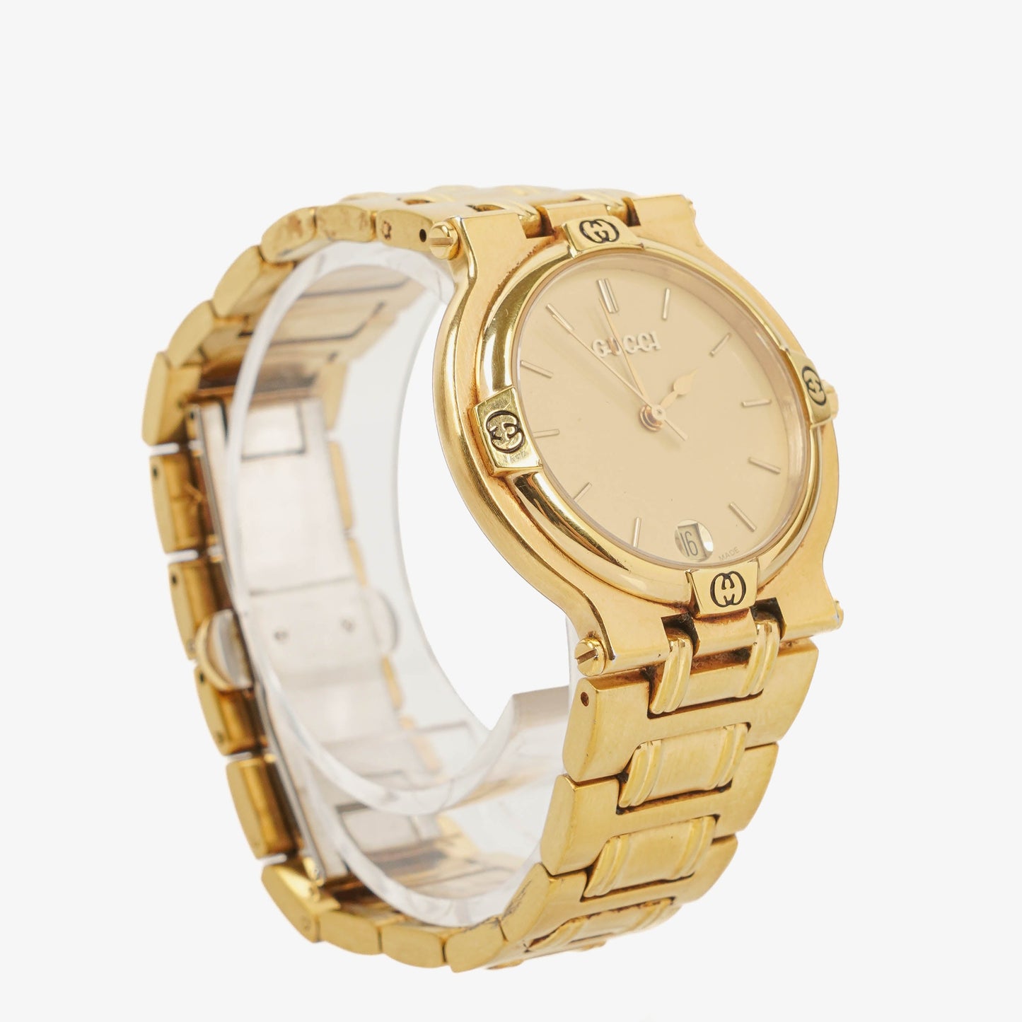 Gucci 9200M Round Gold-Tone Stainless Steel