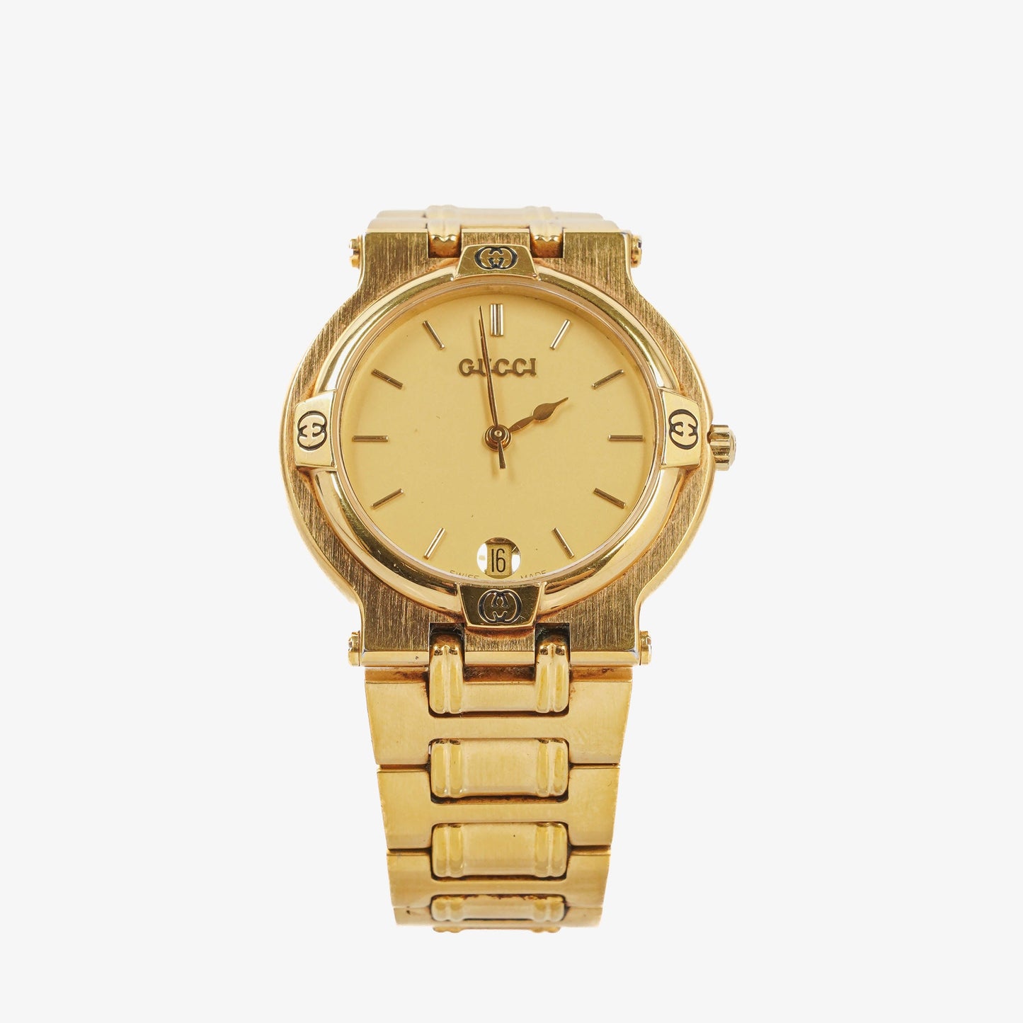 Gucci 9200M Round Gold-Tone Stainless Steel