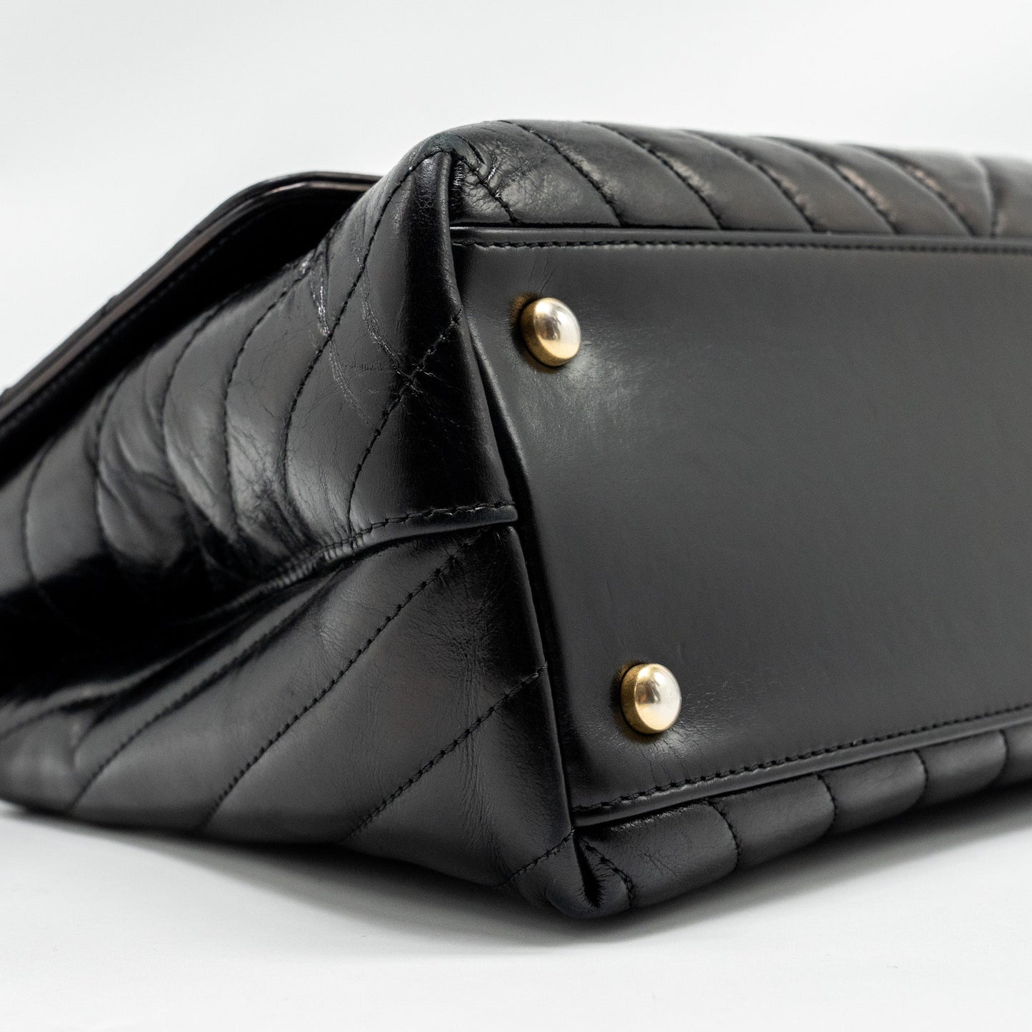 Chanel Medium Coco Handle Chevron Calfskin Black