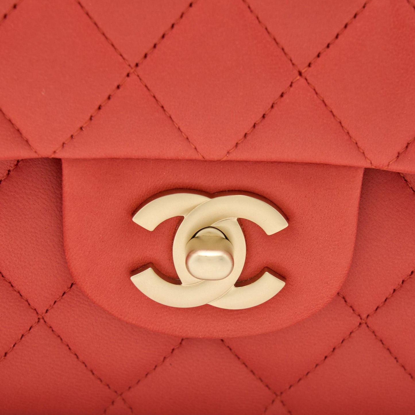 Chanel Medium Classic Double Flap Bag Lambskin Coral Brushed