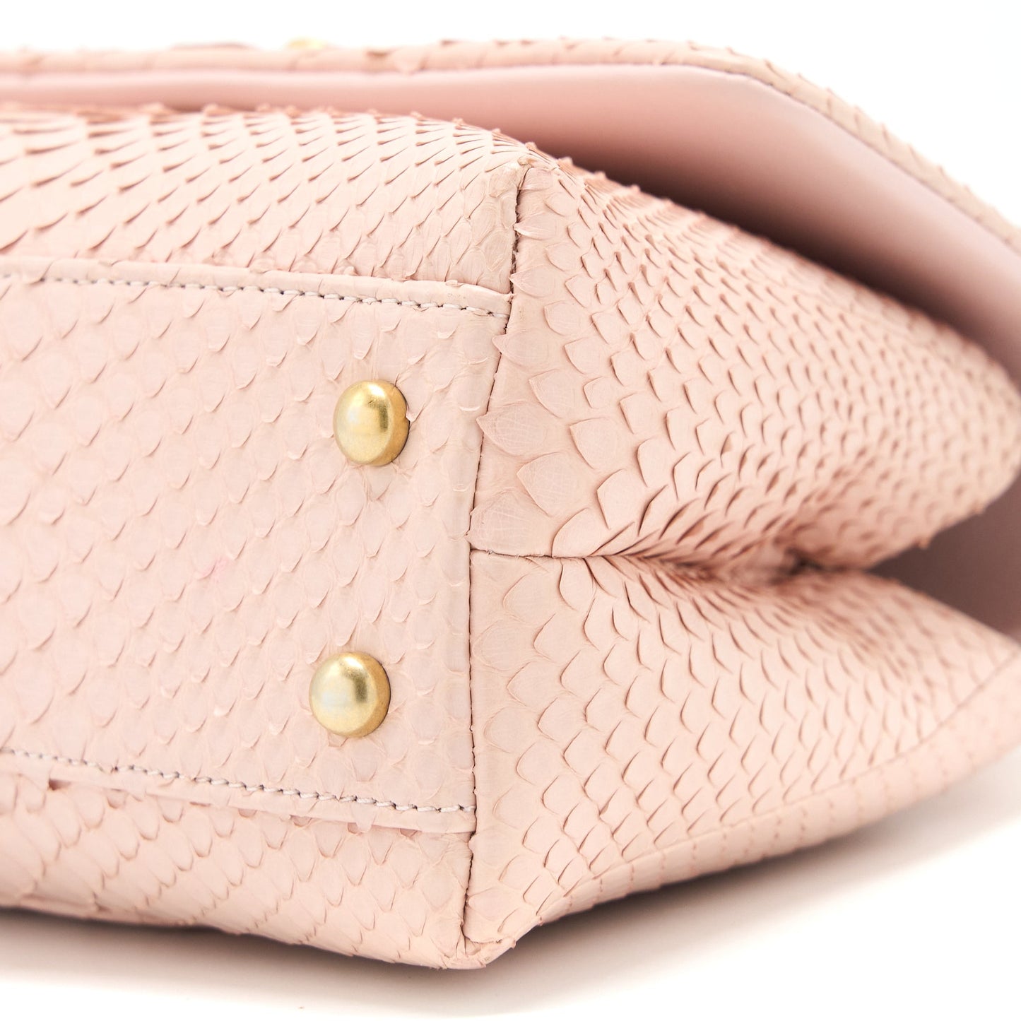 Chanel Small Coco Handle Python Leather Light Pink Brushed