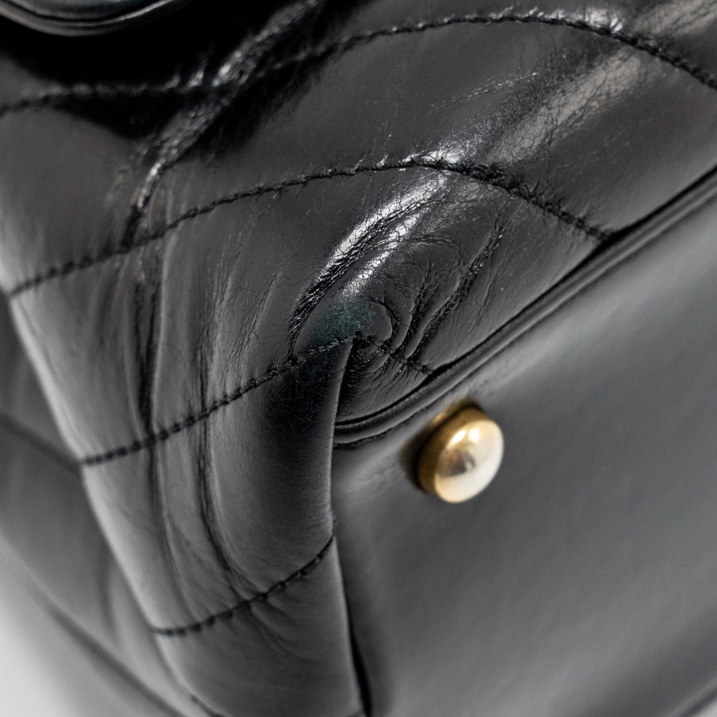 Chanel Medium Coco Handle Chevron Calfskin Black