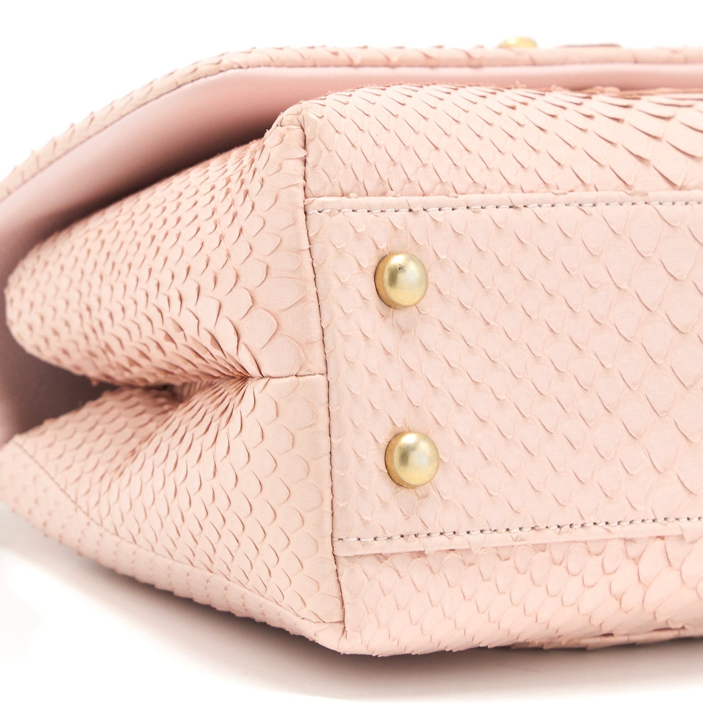 Chanel Small Coco Handle Python Leather Light Pink Brushed