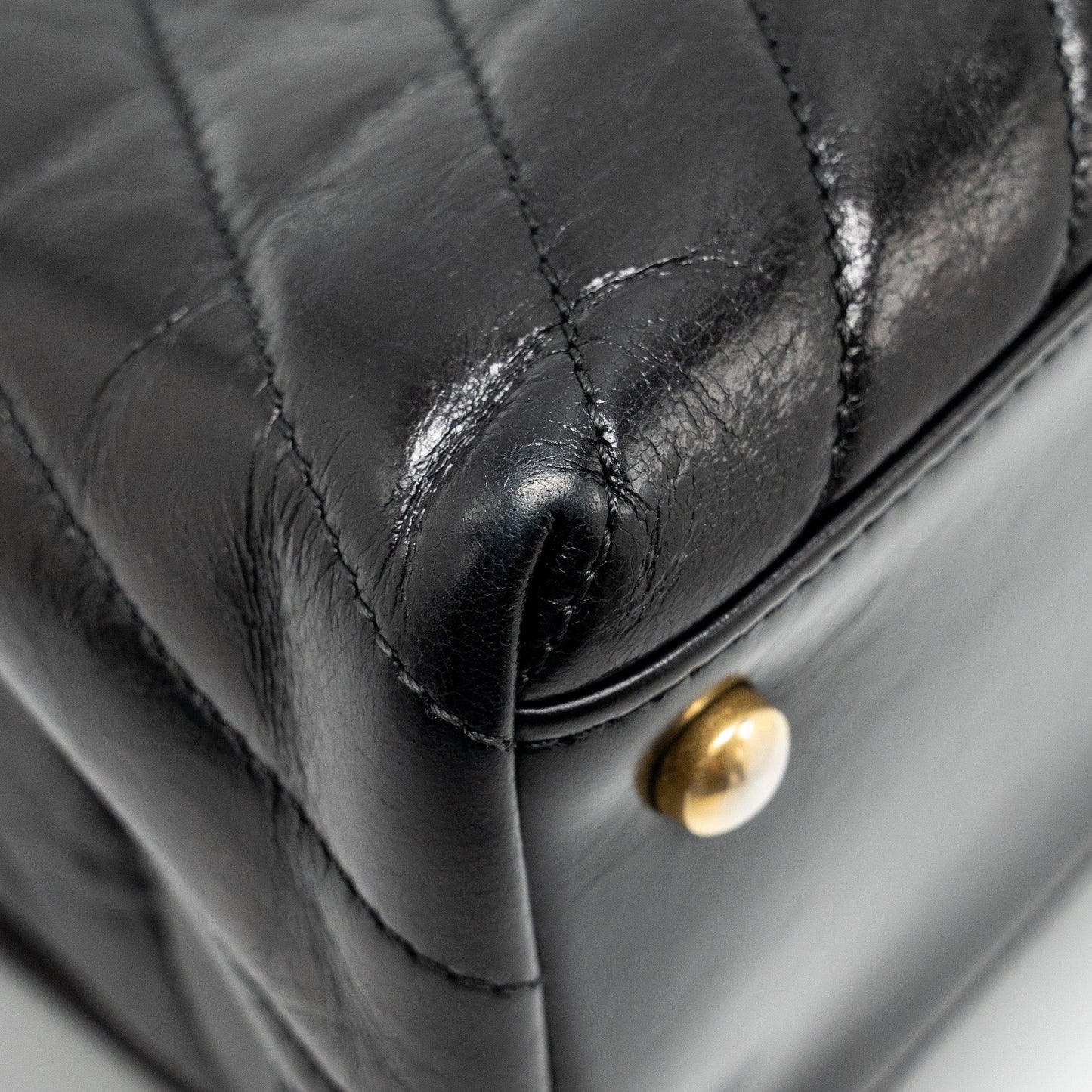Chanel Medium Coco Handle Chevron Calfskin Black