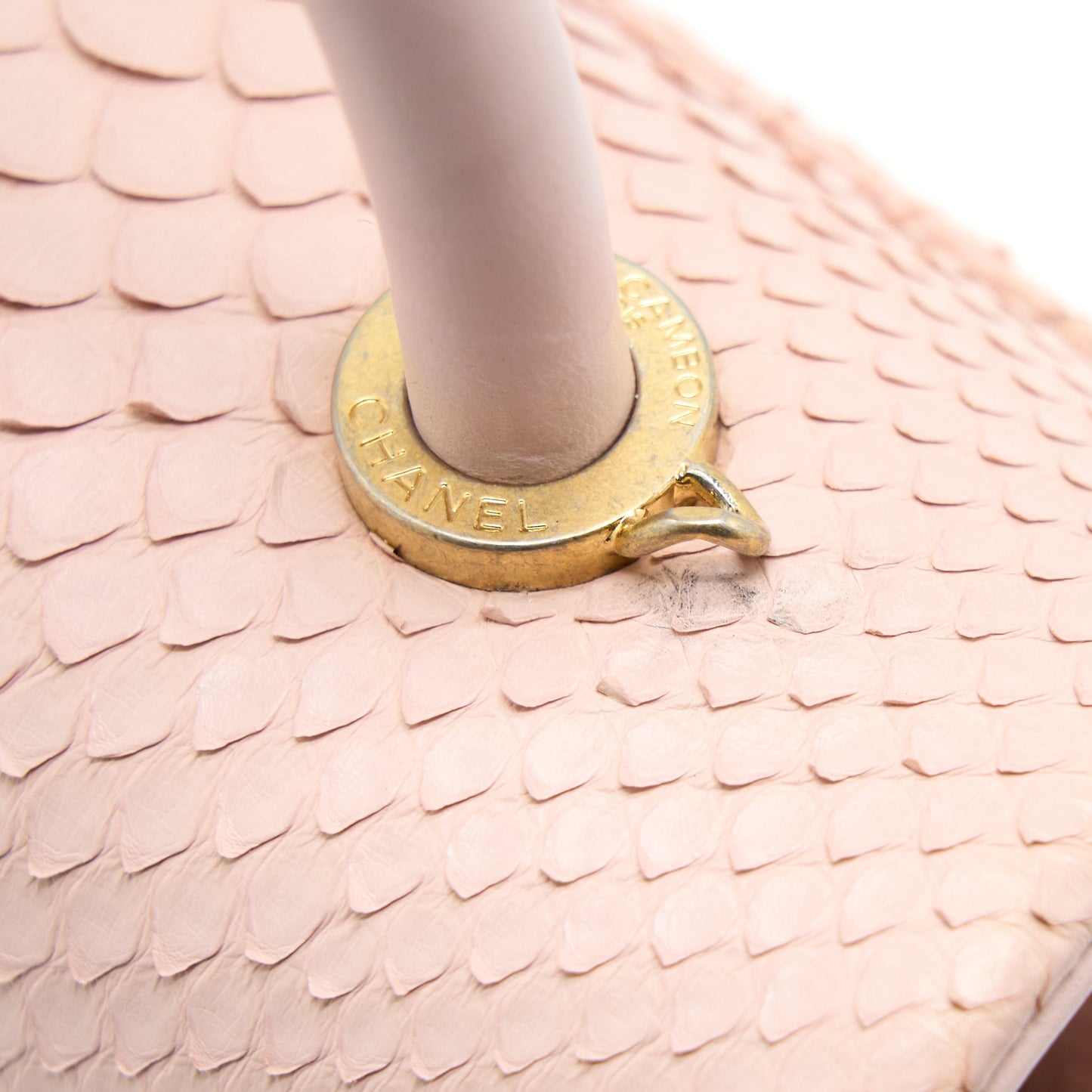 Chanel Small Coco Handle Python Leather Light Pink Brushed