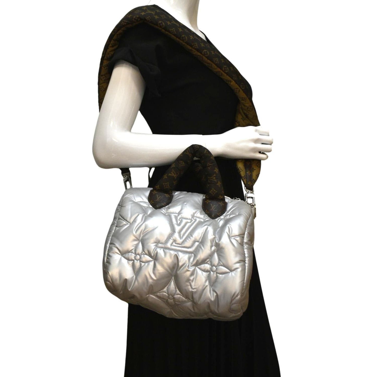 LOUIS VUITTON  Bandouliere 25 Econyl Nylon Pillow Shoulder Bag Silver