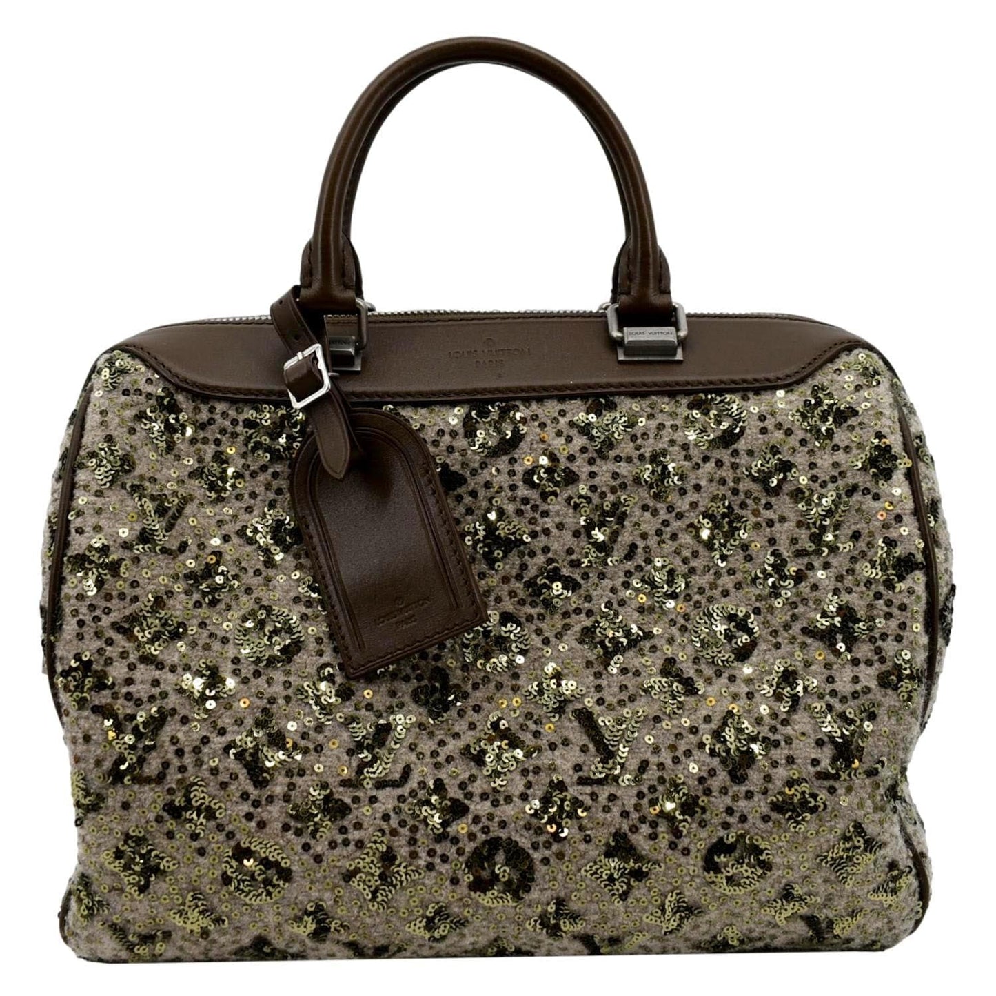 LOUIS VUITTON  Sunshine Express 30 Monogram Sequin Satchel Bag Khaki