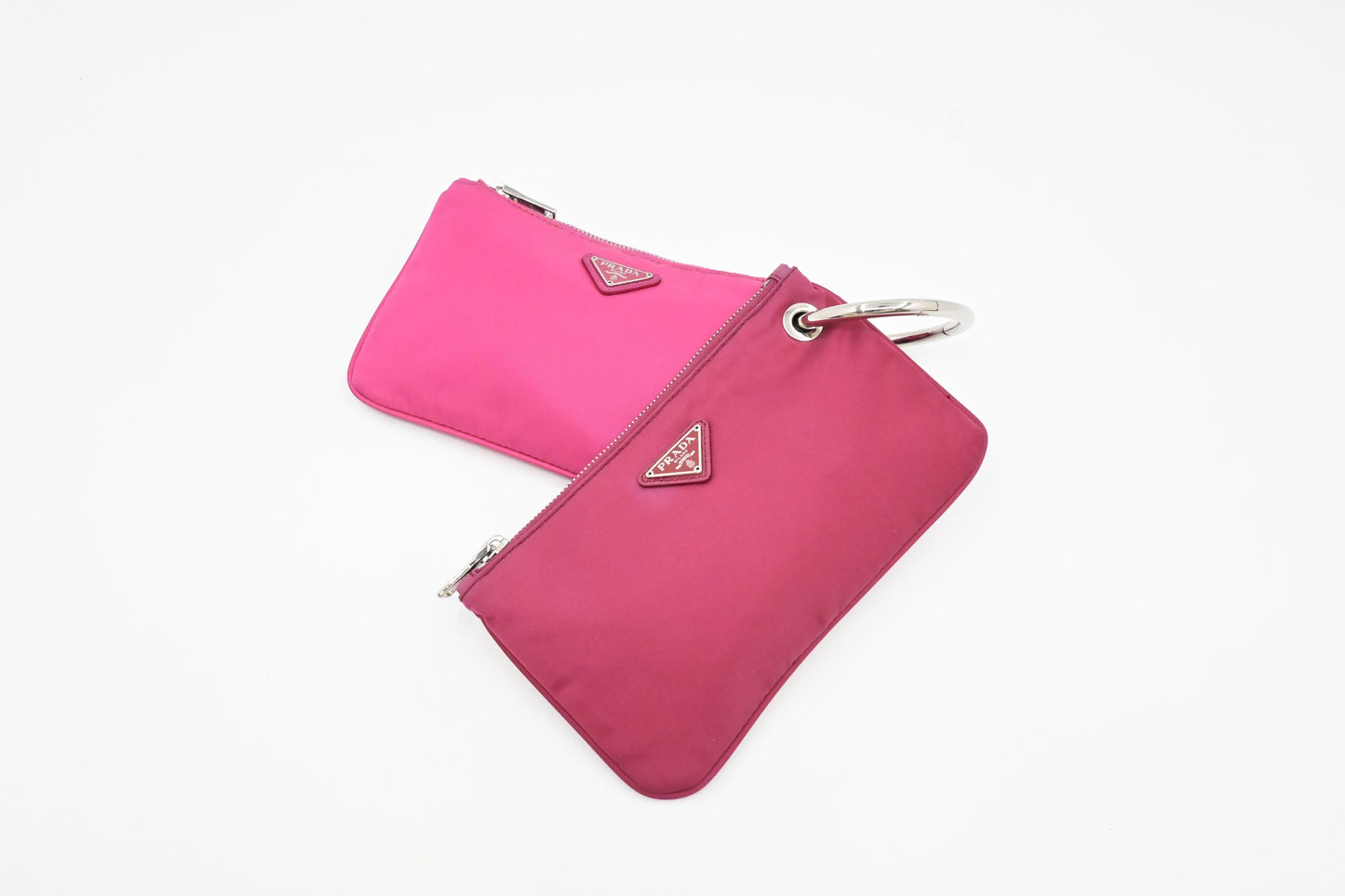 Prada Double O-Ring Pouch in Pink Nylon