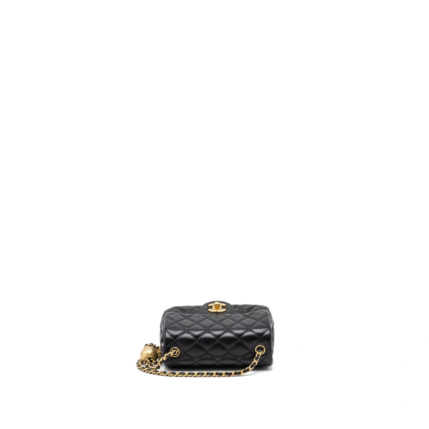 Chanel Pearl Crush Mini Square Flap Bag Lambskin Black Brushed  (Microchip)