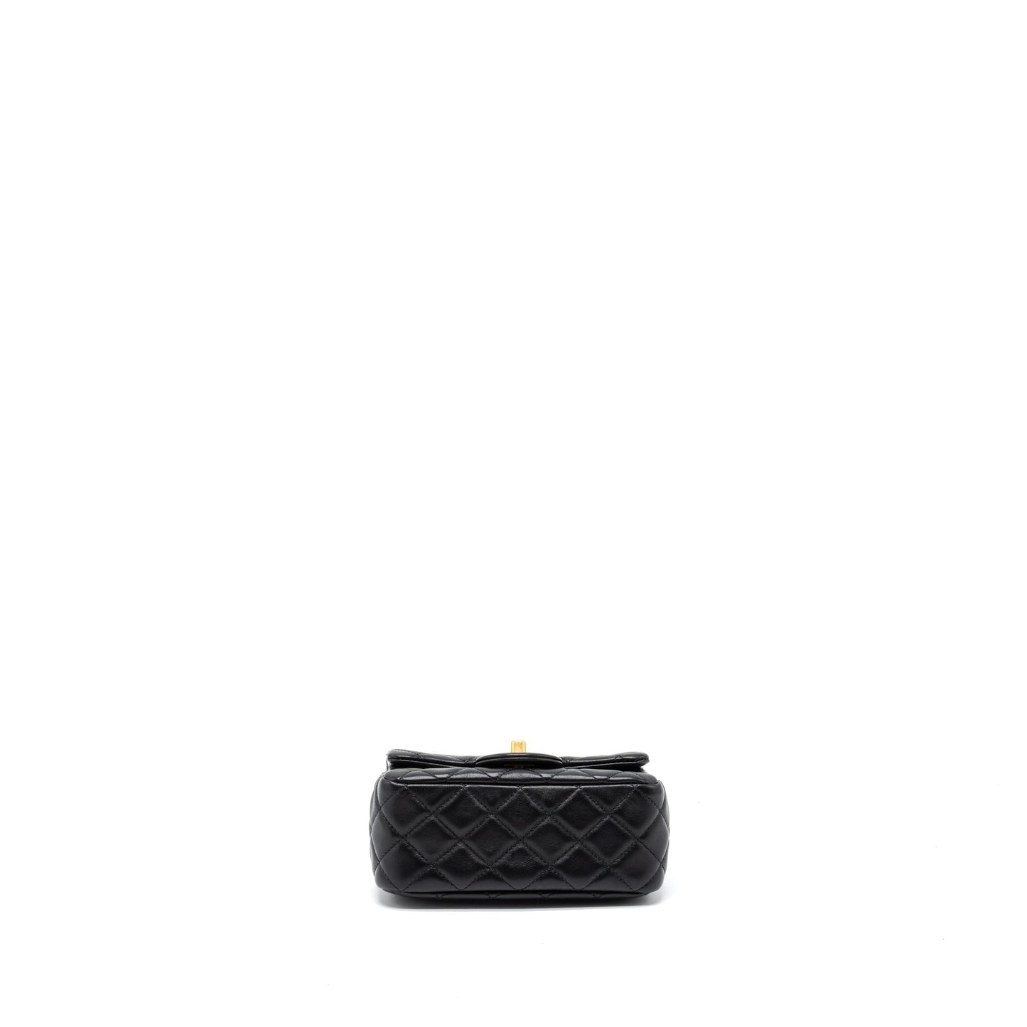 Chanel Pearl Crush Mini Square Flap Bag Lambskin Black Brushed  (Microchip)
