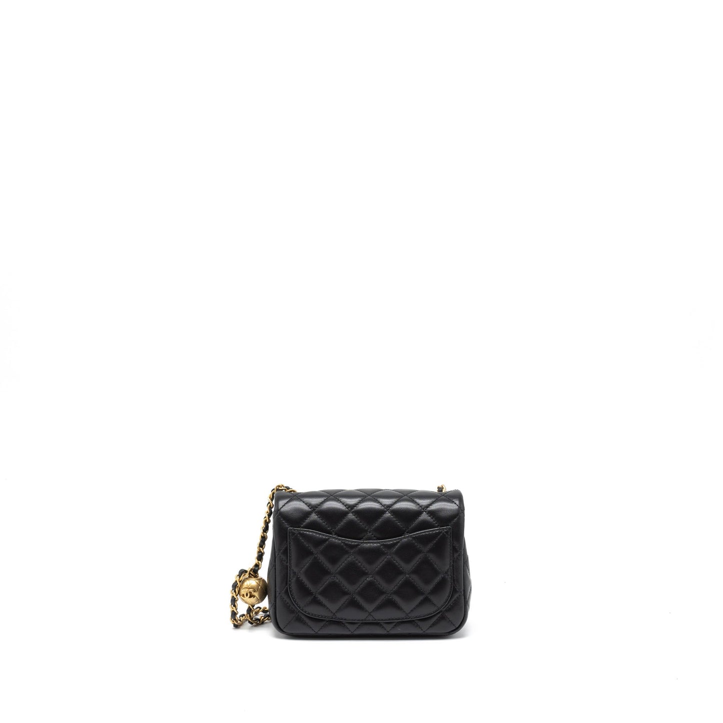 Chanel Pearl Crush Mini Square Flap Bag Lambskin Black Brushed  (Microchip)
