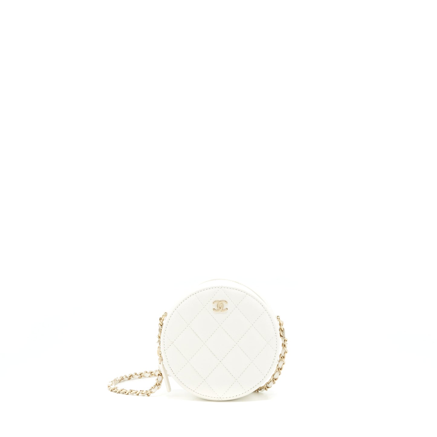 Chanel Round mini Bag Caviar white L