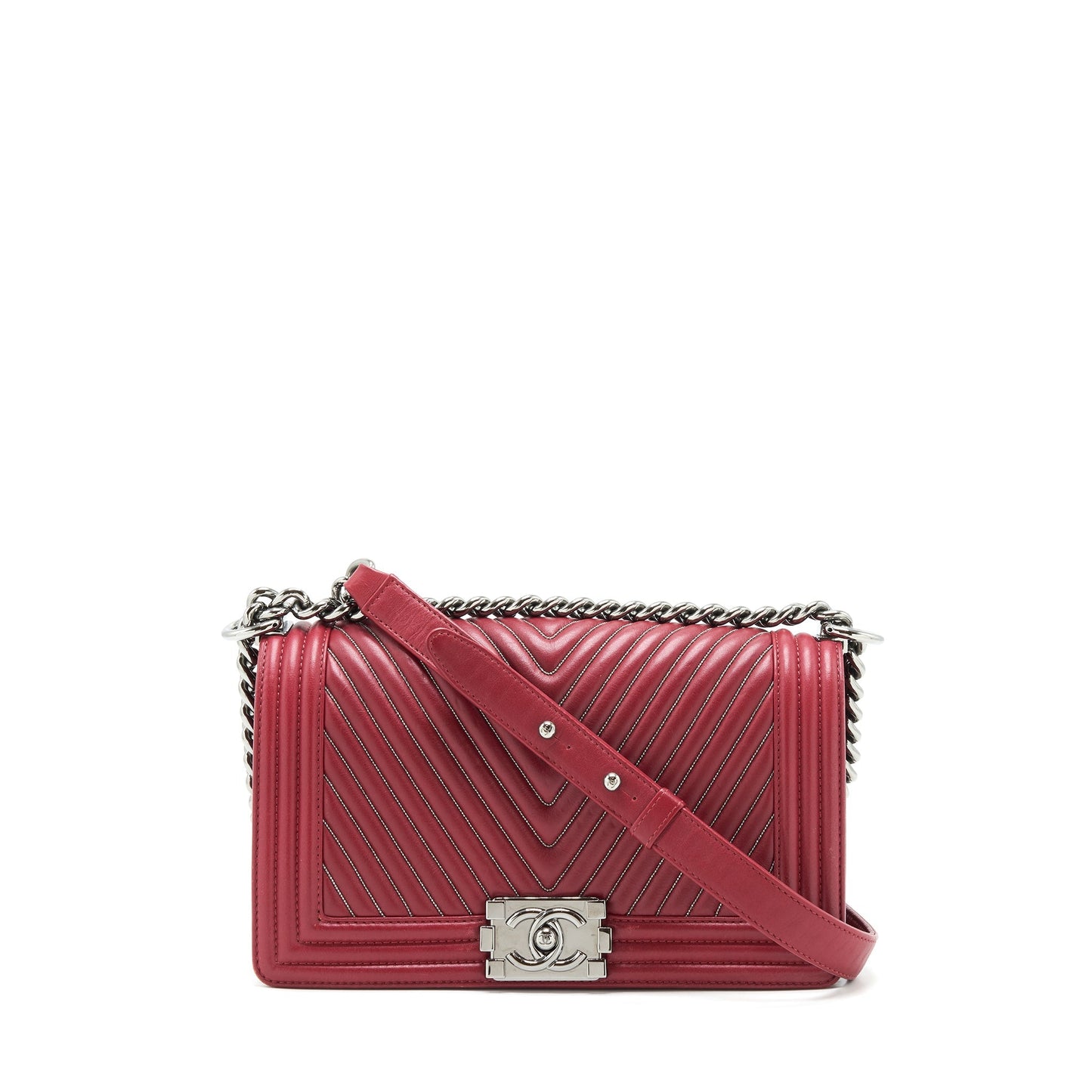 Chanel Medium Chevron Boy Chanel Bag Limited Edition dark red