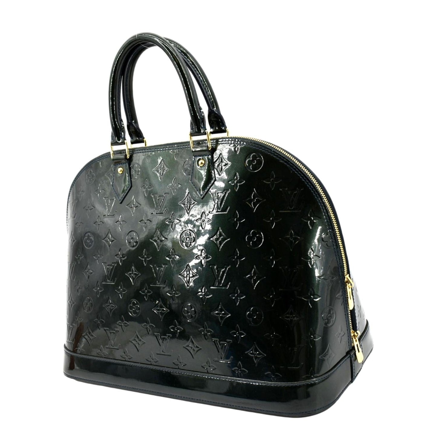 Louis Vuitton Alma GM Monogram Vernis Leather Satchel Bag Green