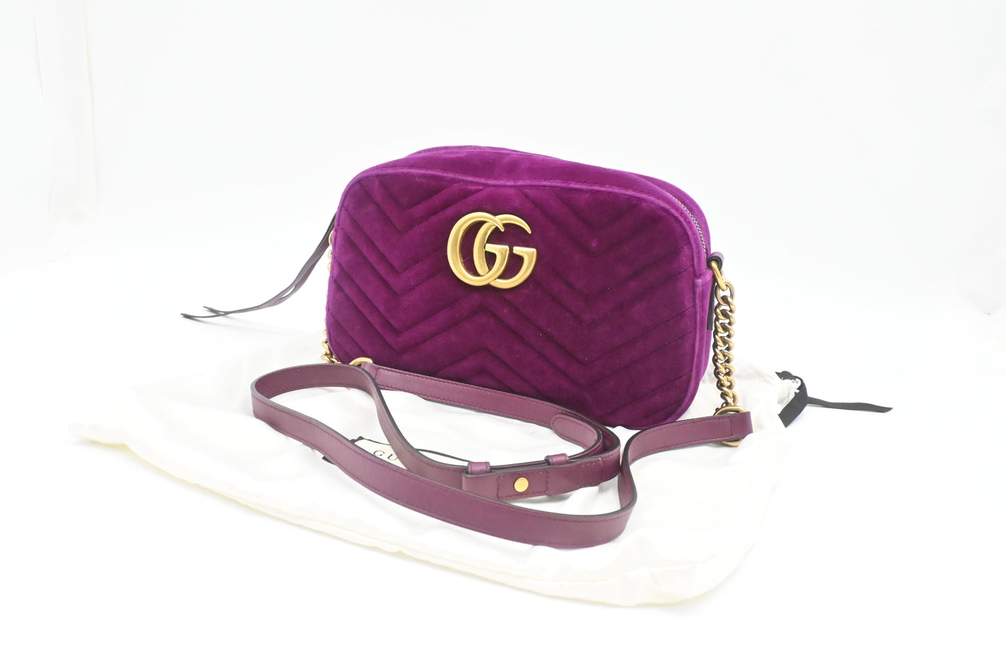 Gucci Marmont Shoulder Bag in Purple Matelasse Velvet