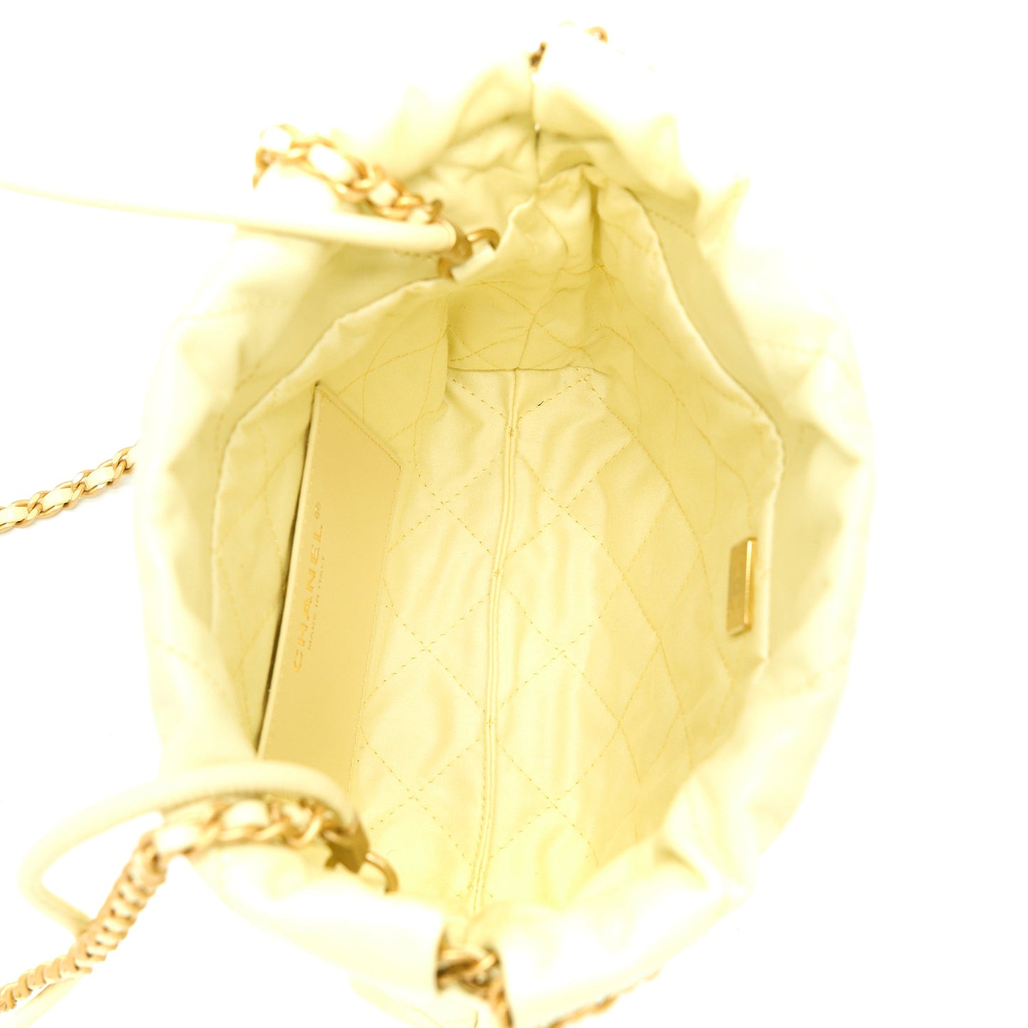 Chanel 23S Mini 22 Bag Shiny Calfskin Light Yellow  (Microchip)
