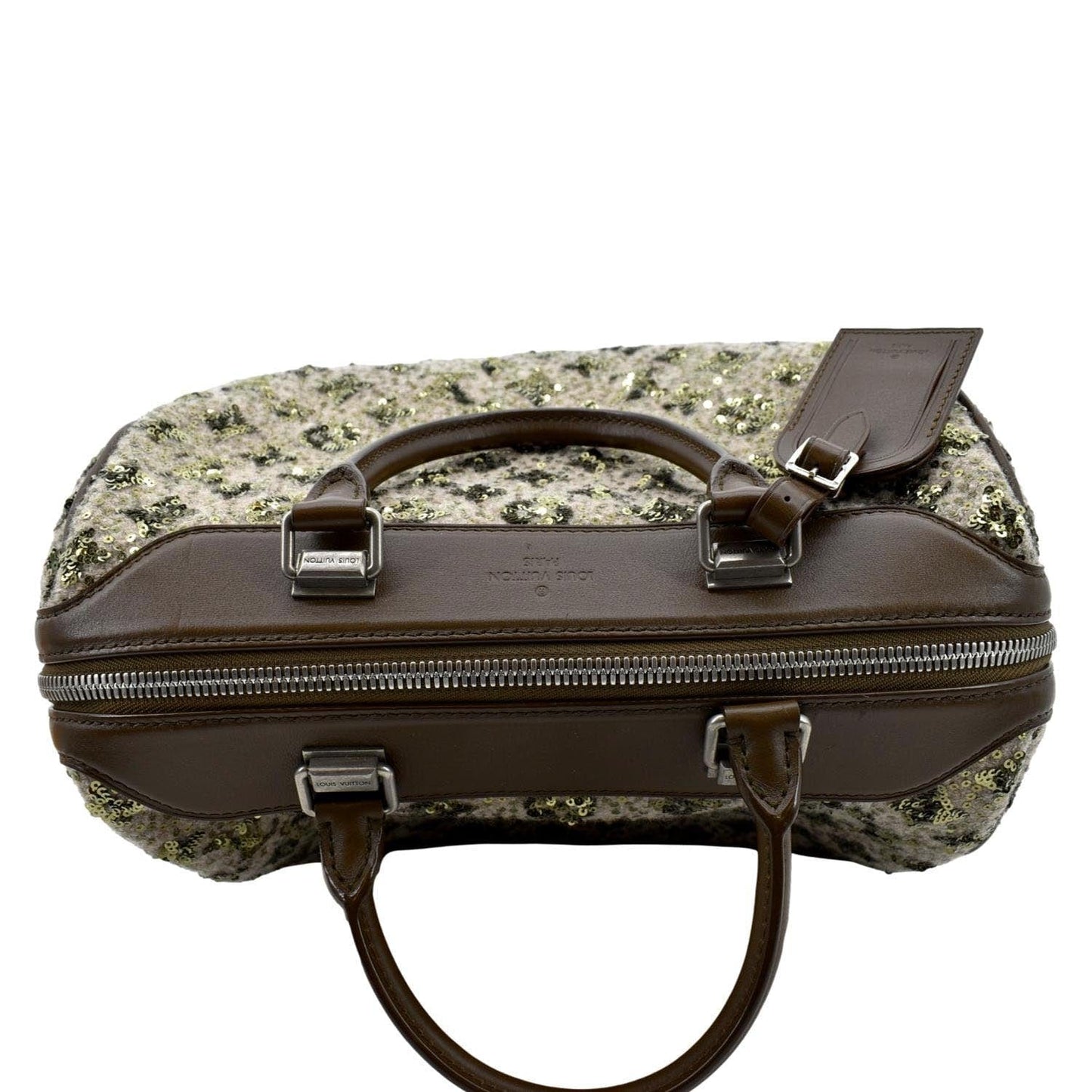 LOUIS VUITTON  Sunshine Express 30 Monogram Sequin Satchel Bag Khaki