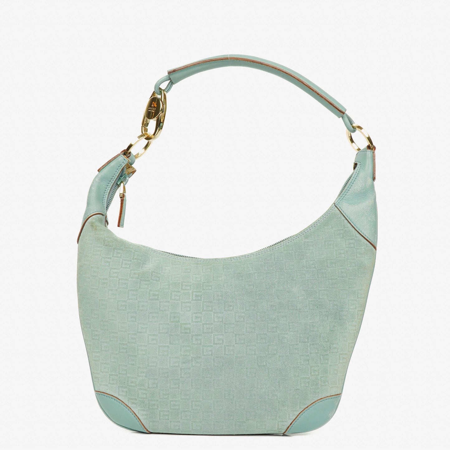 Gucci Suede And Leather Braided Handle Ring Hobo Bag