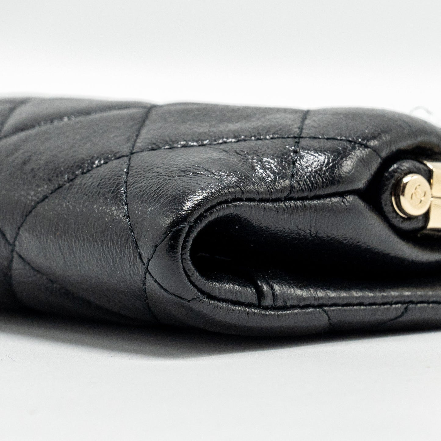 Chanel Quilted Mini Clip Purse With Chain Aged Calfskin Black L (microchip)