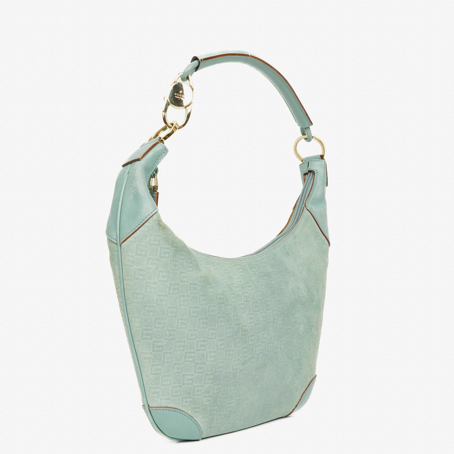 Gucci Suede And Leather Braided Handle Ring Hobo Bag
