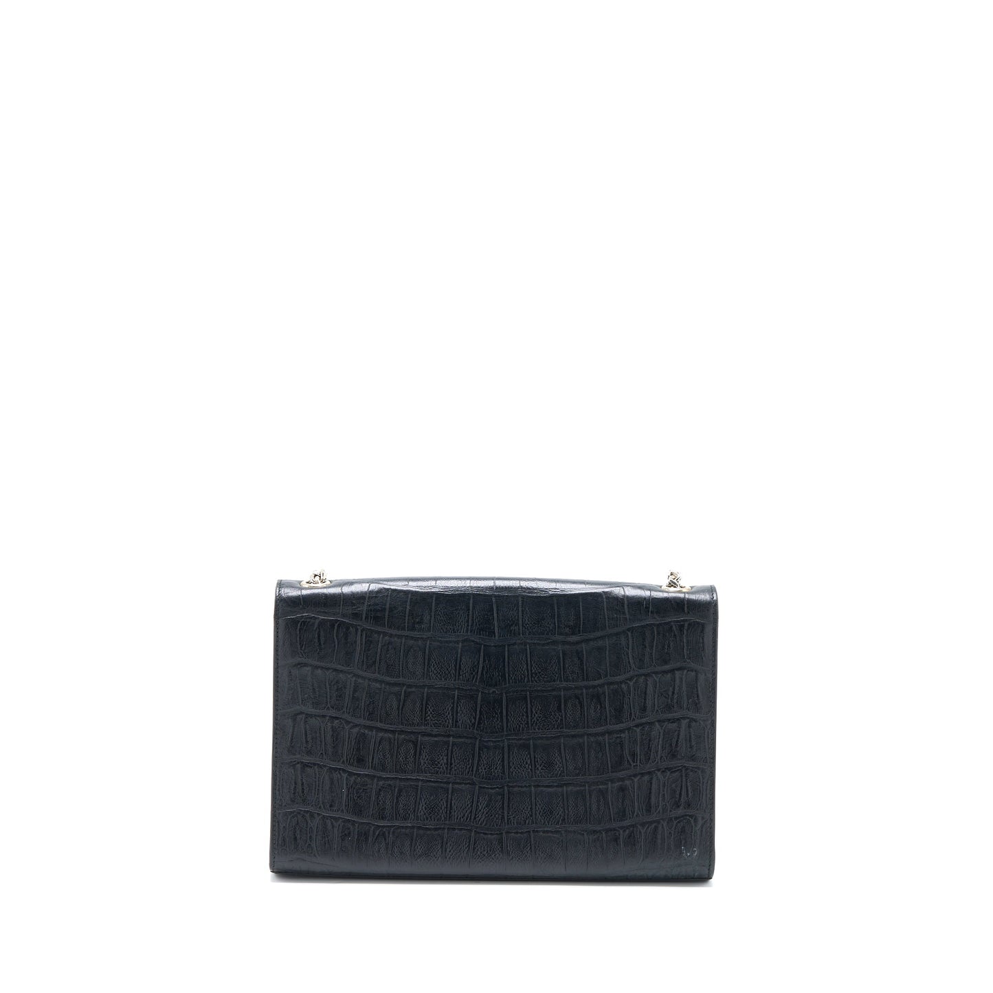 Saint Laurent Kate Purse Crocodile-Embossed Leather Grey