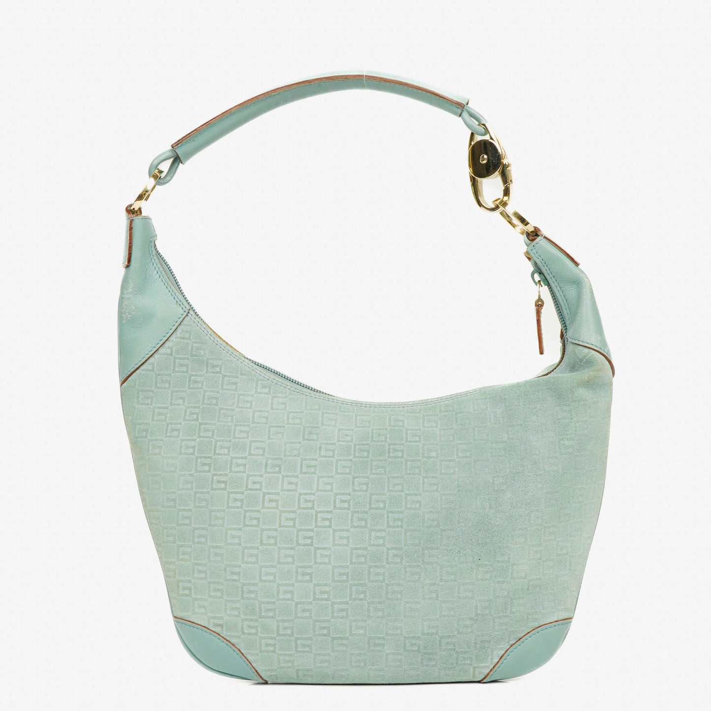 Gucci Suede And Leather Braided Handle Ring Hobo Bag