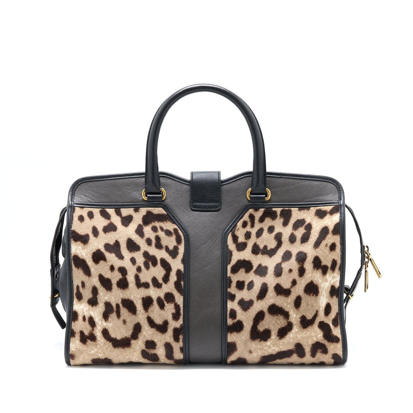 Saint Laurent Cabas Chyc Tote Purse Animal Print Horsehair/Calfskin Black