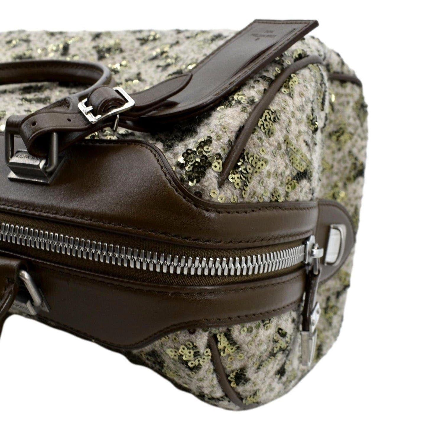 LOUIS VUITTON  Sunshine Express 30 Monogram Sequin Satchel Bag Khaki