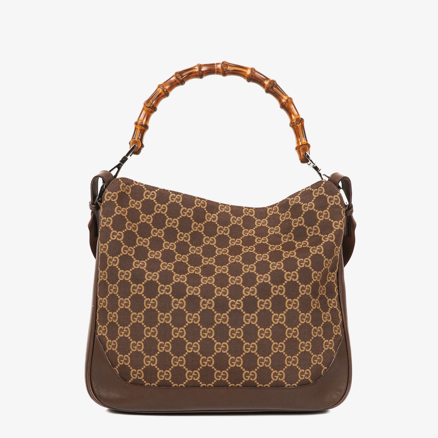Gucci Bamboo Top Handle GG Canvas Brown/Biege Hobo Bag