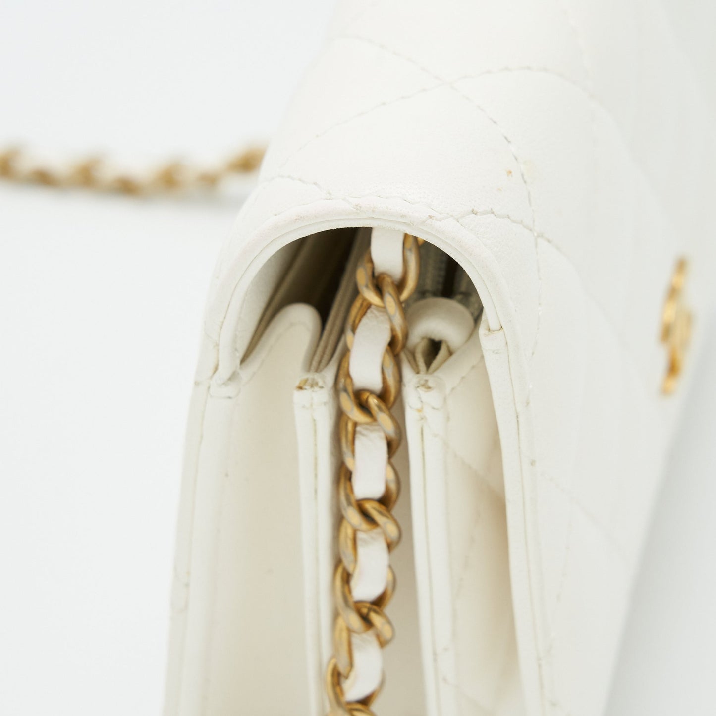 Chanel Ruffles Mini Wallet On Chains White