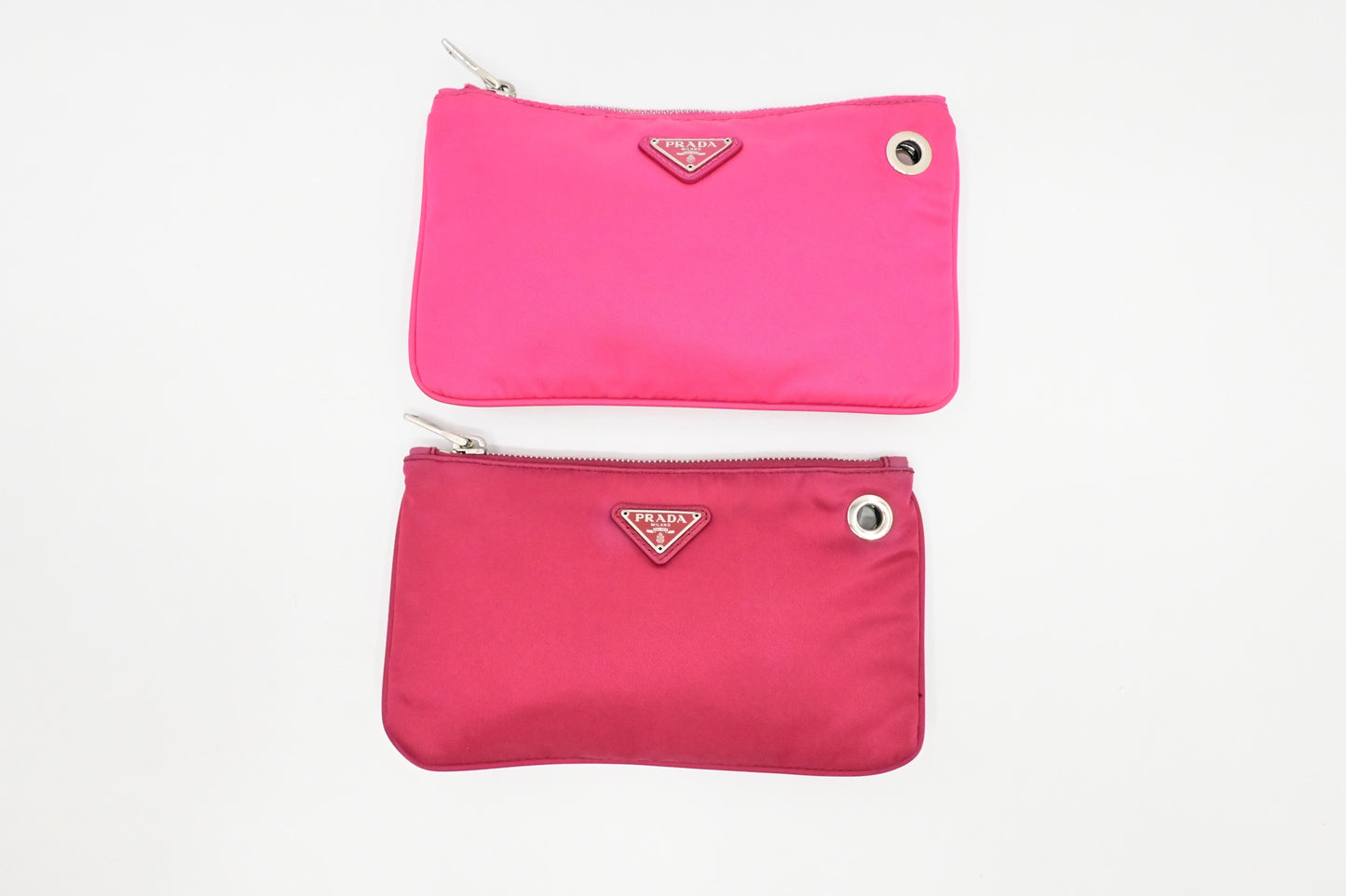 Prada Double O-Ring Pouch in Pink Nylon