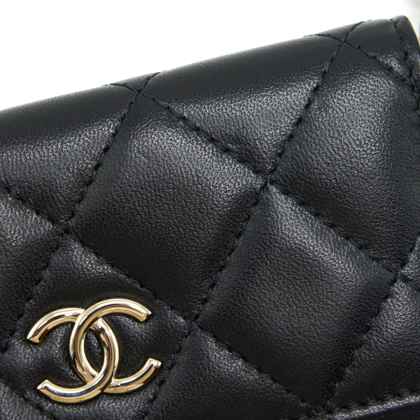 Chanel Mini Flap Bag With Camellia Chain Lambskin Black L
