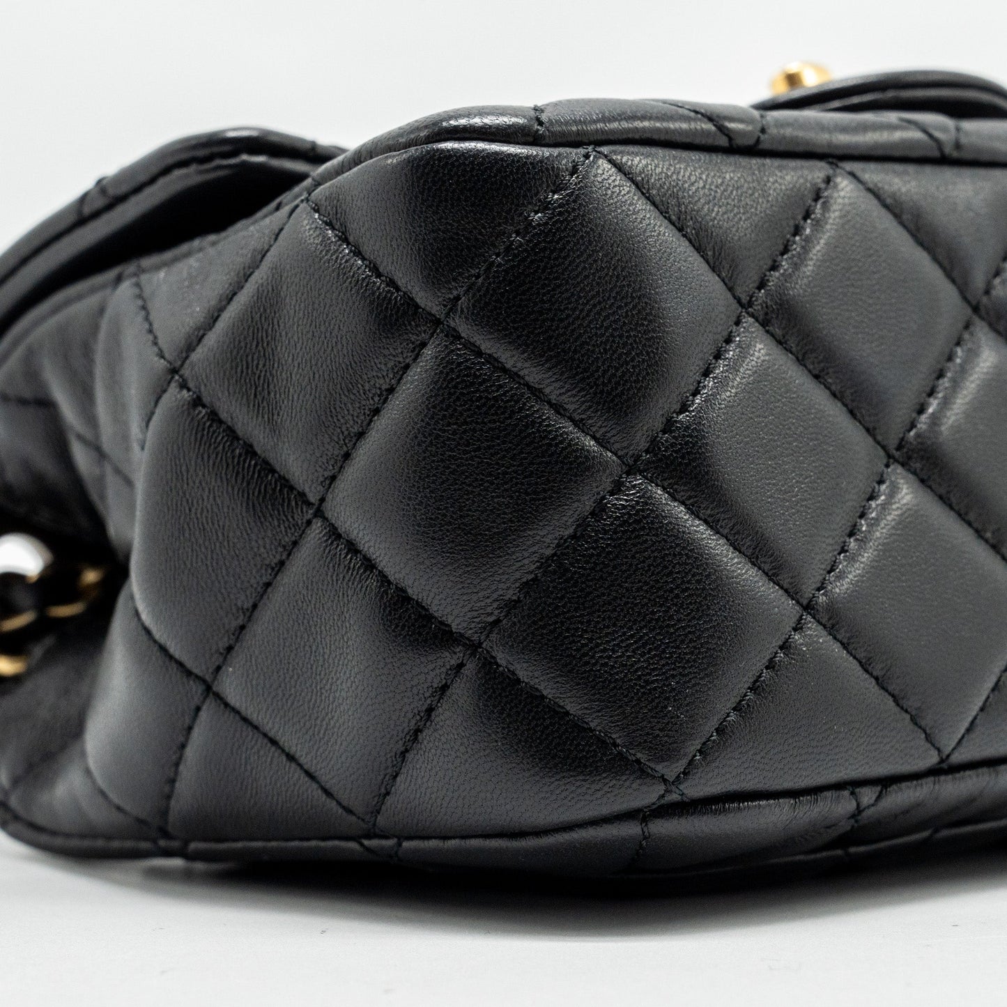 Chanel Pearl Crush Mini Square Flap Bag Lambskin BLACK  (Microchip)