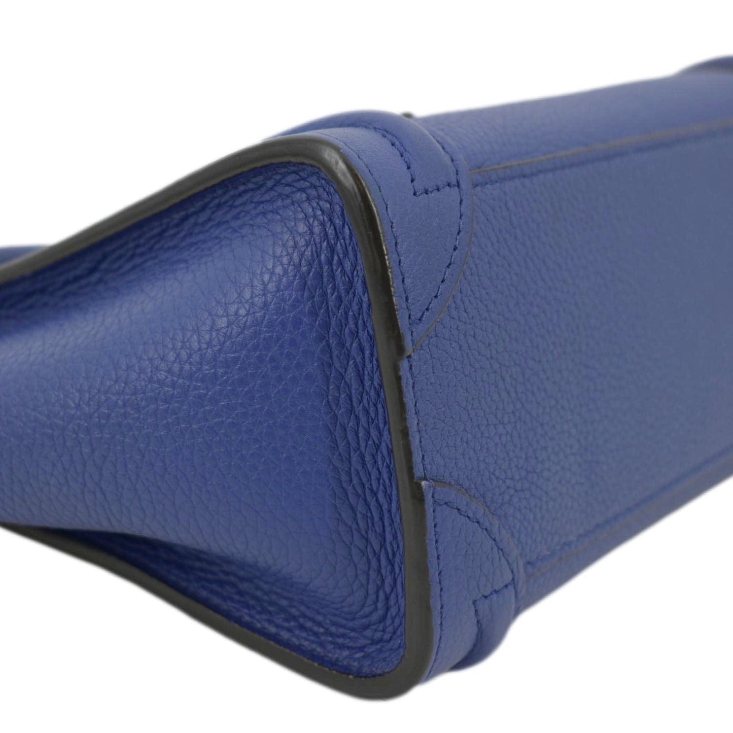 CELINE Nano Luggage Drummed Leather Tote Crossbody Bag Blue