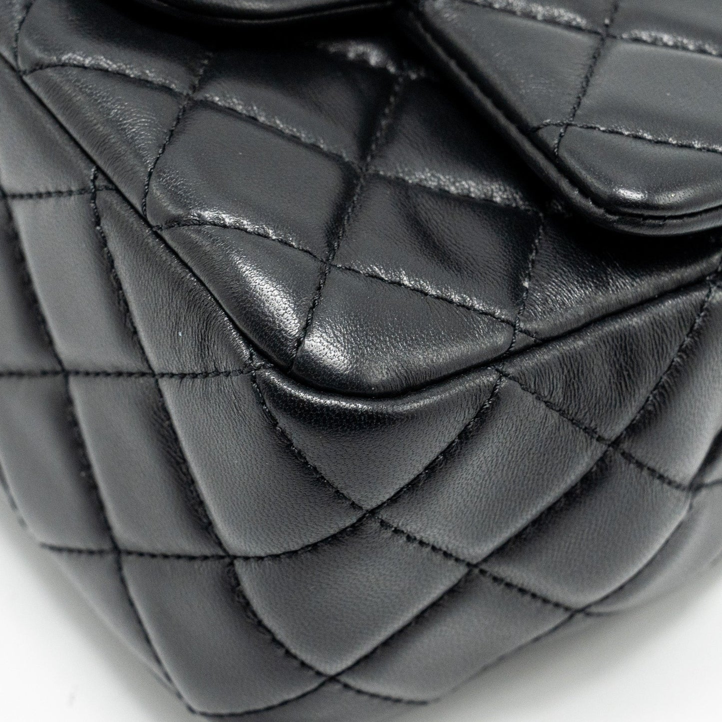 Chanel Pearl Crush Mini Square Flap Bag Lambskin BLACK  (Microchip)