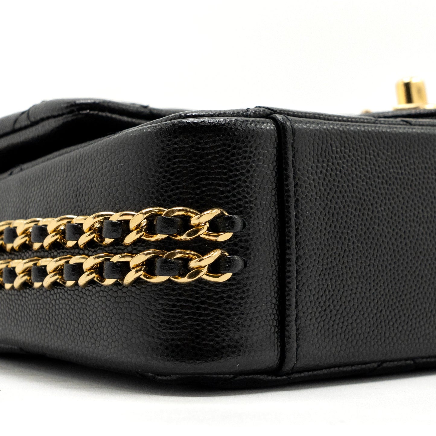 Chanel 23C flap bag with cc logo chain caviar black  (microchip)