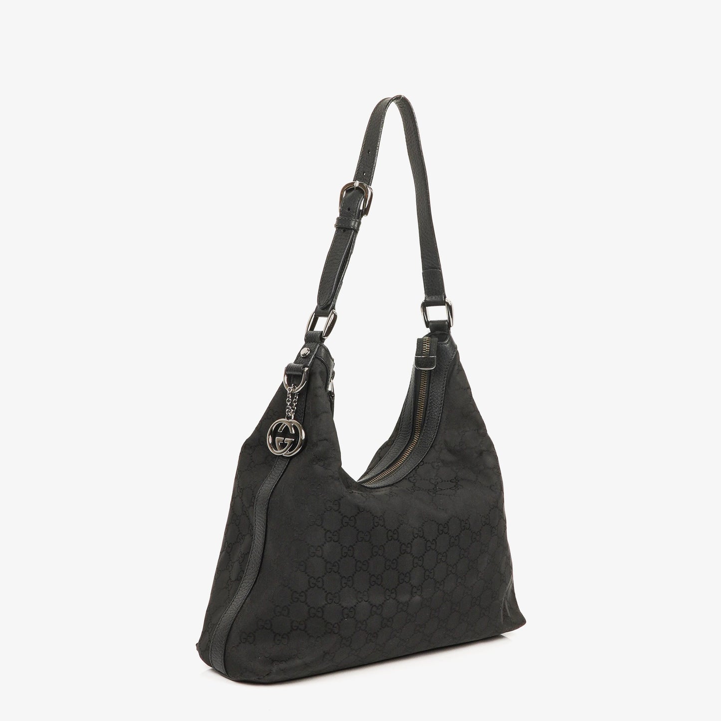Gucci GG Canvas Charm Black Hobo Bag