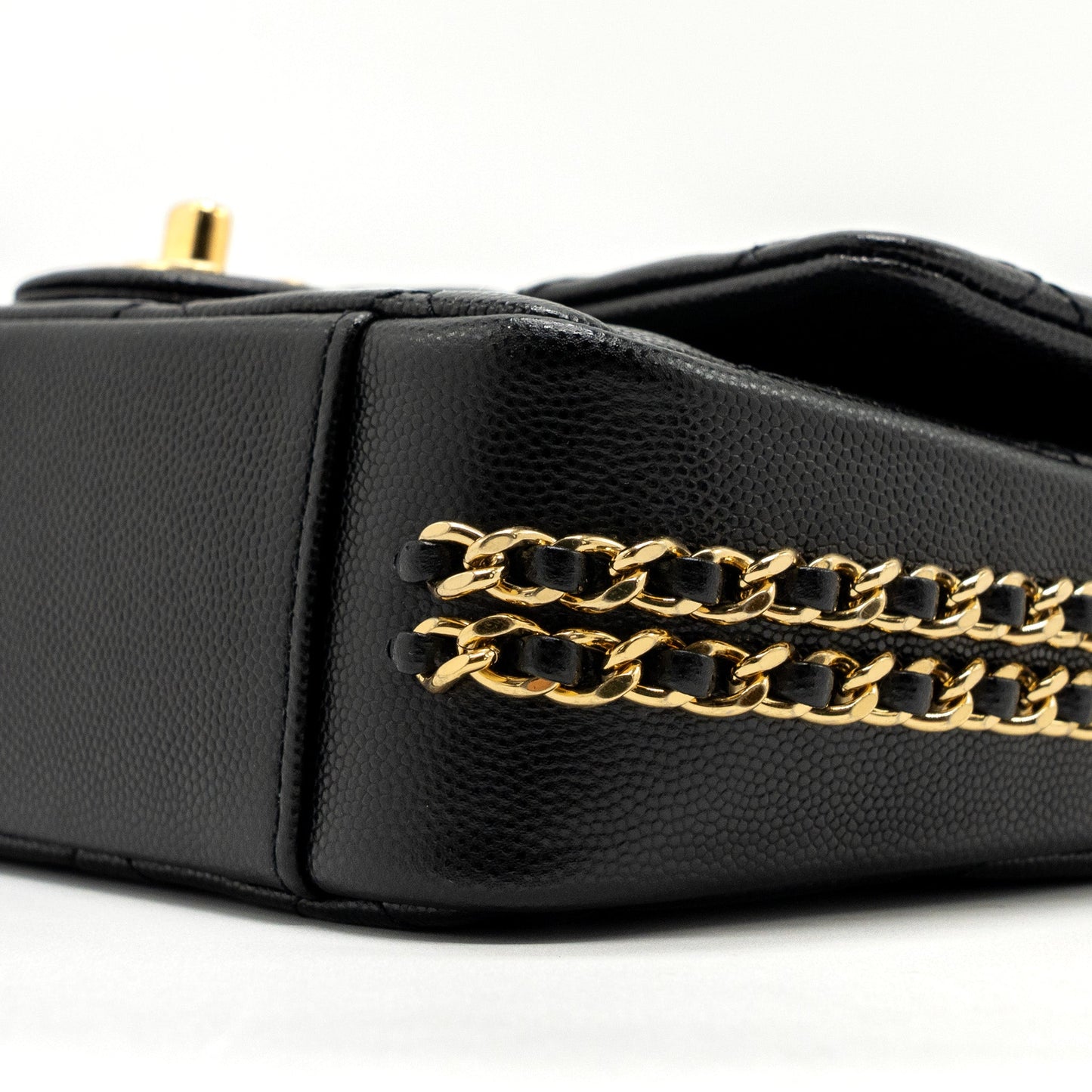 Chanel 23C flap bag with cc logo chain caviar black  (microchip)